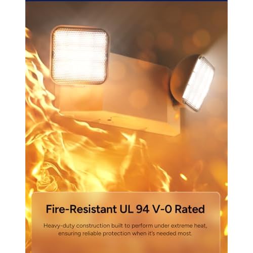 Sunco LED Emergency Lights, Commercial Lighting for Business, Power Outages, Offices, with Backup Battery (90 Minutes), Wall Mount, Hard Wired, 120-277V, Fire Resistant (94V-0) UL.
