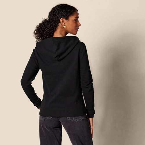Amazon Essentials Women's Midweight Fleece Full-Zip Hoodie with Drawstring (Medium, Black)