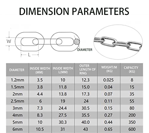 40 Inch Heavy Duty Stainless Steel Chain 550LB Capacity for Punching Bags, Hanging Chairs, Hammocks, Yoga Trapeze - 2 Pack