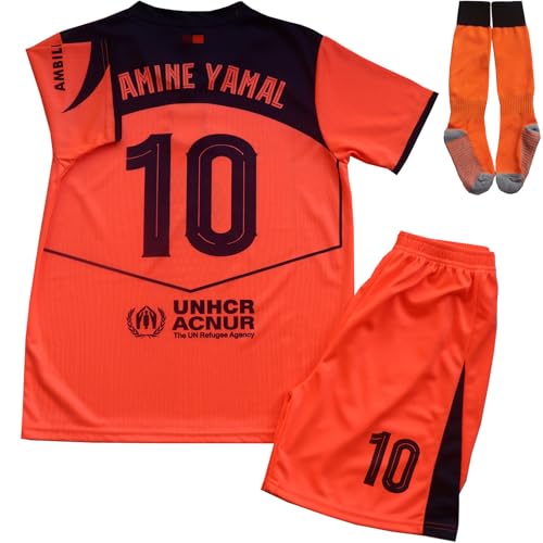 Kids Soccer Jersey Set - Barca #10 Y. 25/26 Third - Salmon / 24