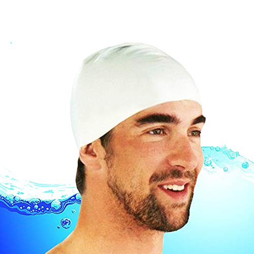 Waterproof Silicone Swim Cap for Adults & Kids - White