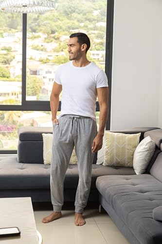 Men's Jersey Knit Jogger Sleep Pants - Grey Heather, Medium