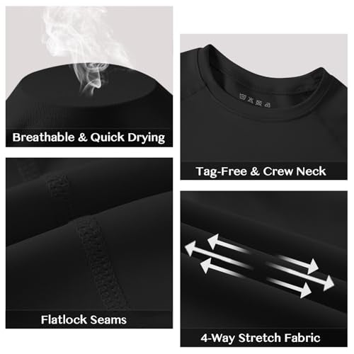 Boys Long Sleeve Compression Shirt - Large, Black Athletic Base Layer