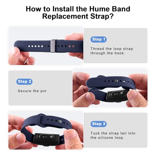 Silicone Replacement Strap for Hume Band 1.0 - Black & Navy Blue