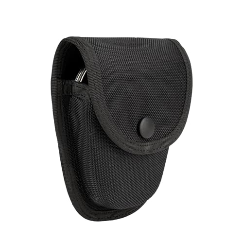 Dotacty Nylon Handcuff Pouch for Duty Belt & MOLLE Vest, Black Flap Top with Snap
