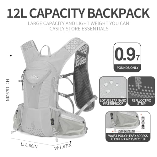 Hydration Pack Backpack with 2L Bladder - Grey White