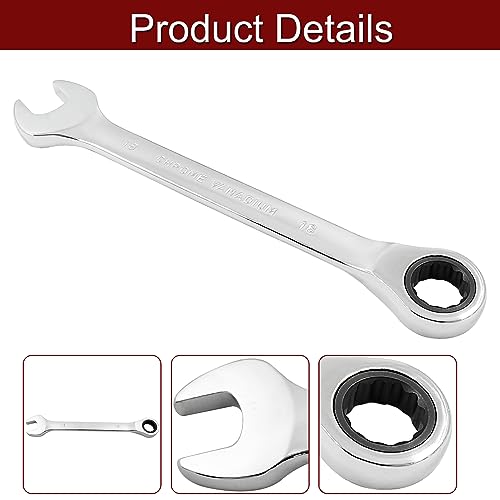 18mm Ratcheting Combination Wrench, 72 Teeth Metric Ratcheting Wrench SAE 12 Point Ratchet Box Ended Spanner Tools