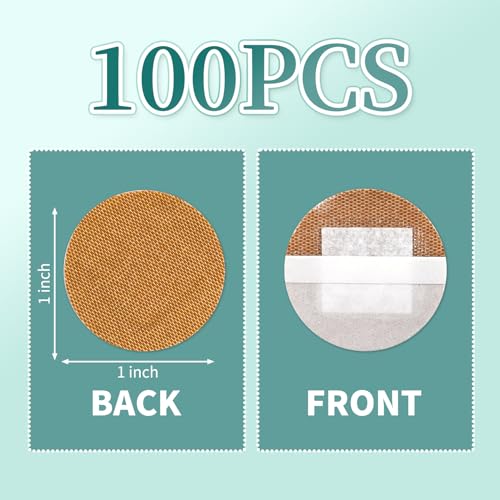 100PCS Round Adhesive Bandages - 1 Inch Elastic Fabric