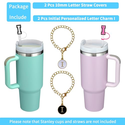 Silicone Straw Cover and Letter Charm Set for 30-40oz Tumblers - Letter I