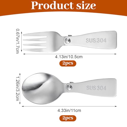 4-Piece Portable Stainless Steel Folding Utensil Set - Travel