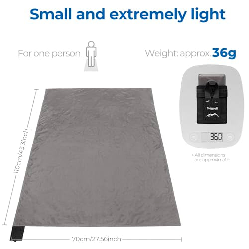 Small Pocket Picnic Blanket 43x27" - Gray (Black Pack)