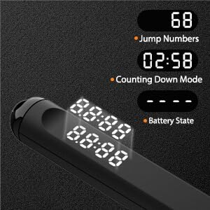 Jump Rope with Counter and App - Tangle-Free Speed Rope - Black