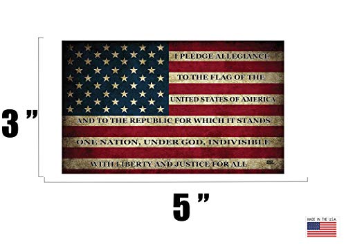 USA Flag Pledge of Allegiance Car Decal - Patriotic American Sticker 3x5 Inch