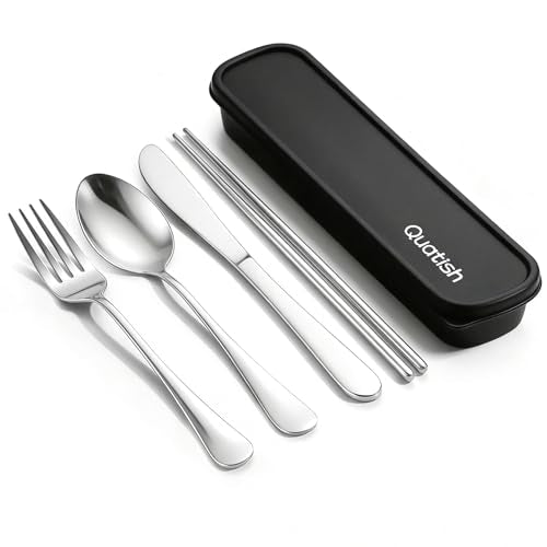 Portable Stainless Steel Travel Utensil Set with Case - Silver