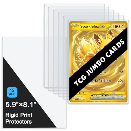 Jumbo Card Sleeves, Rigid Print Protectors Clear Hard Plastic Large