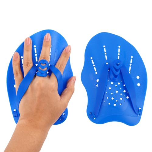 Blue Hand Paddles for Swimming Training, 2pcs Lap Pool Practice Equipment