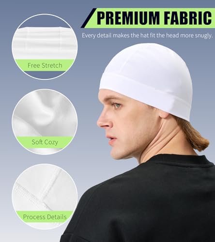 Breathable Cotton Skull Cap Helmet Liner Sleep Hat - Black & White