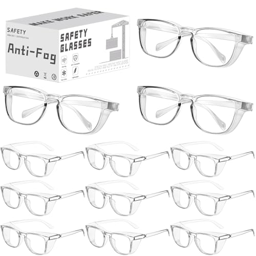 RTBOFY Ansi Z87.1 Clear Safety Glasses With Side Shields Anti Fog Scratch Resistant Stylish Eye Protection For Men
