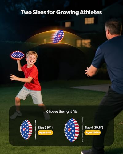 QPAU Glow in the Dark Football Size 6 - Kids Light Up Soccer Ball 1 Pack
