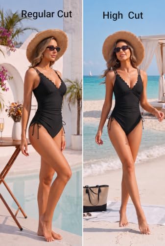 Daci Women's Black Large Ruched Tummy Control One-Piece Swimsuit