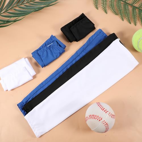 Kids Arm Sleeves - Breathable Elastic Ice Sleeves for Sports - Black, White & Blue
