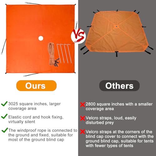 58x58 Inch Blaze Orange Safety Hunting Blind Cover Panels - Waterproof Ground Cover
