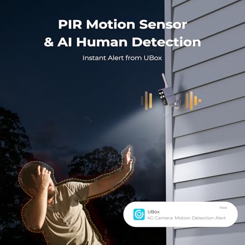 SEHMUA Cellular Security Camera, No WiFi Needed, 180¡Æ Auto Pan, Portable Outdoor&Indoor, Pre-Installed 4G LTE SIM Card, Solar Powered, PIR Motion Alerts, 2K Color Night Vision