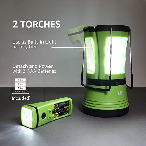 Le LED Camping Lantern 600LM with Detachable Flashlight – USB-Cable & Car Charger Included