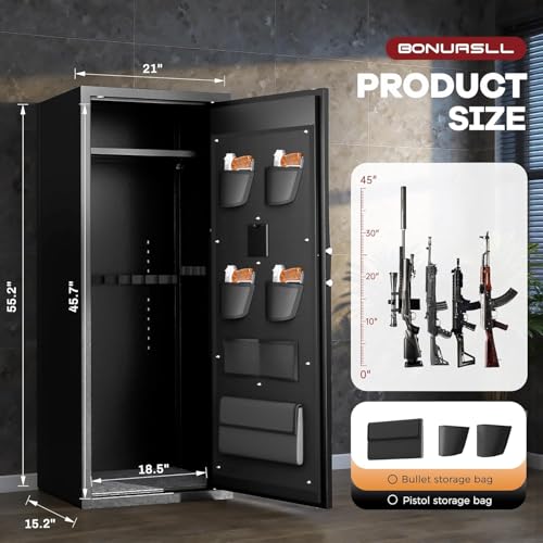 Gun Safe with Keyboard - Quick Access Rifle Safe for 10-15 Rifles - Black