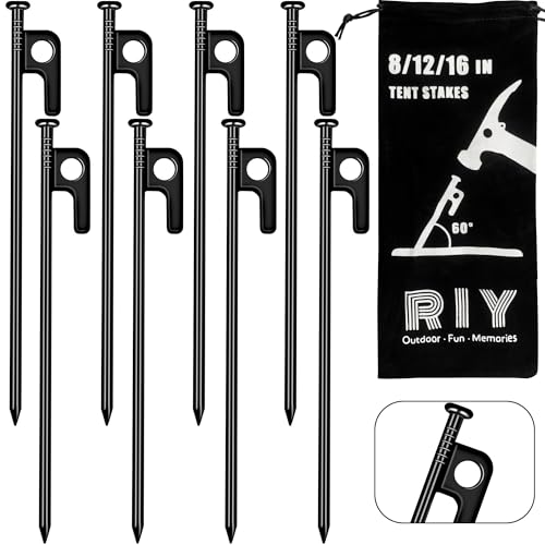 Heavy Duty 8 Inch Metal Tent Stakes - 8 Pcs Camping Pegs