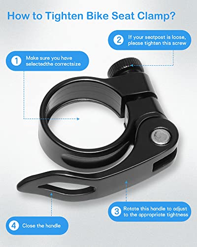 Bicycle Seat Post Clamp - 31.8mm Aluminum - 2 Pcs - Black