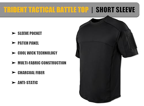 Condor Trident Battle Top X-Large Black - Raglan, Moisture-Wicking