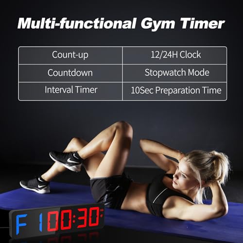Large 15" LED Gym Timer with Remote - Blue & Red