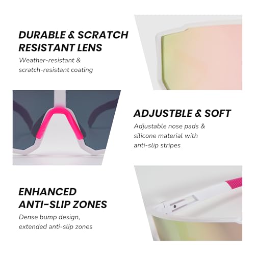 Polarized Running Sunglasses For Men Women, UV400 with Adjustble Nose