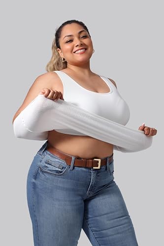 Plus Size U-Back Tank Top with Built-in Bra - DAGGLOSA 3X White