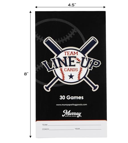 Baseball/Softball Lineup Cards - 30 Games, 16 Player Roster - 4-Part Carbon Copies
