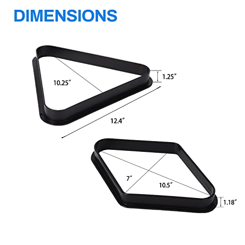 GSE 8-Ball Triangle + 9-Ball Diamond Pool Rack Set — Plastic Billiard Racks