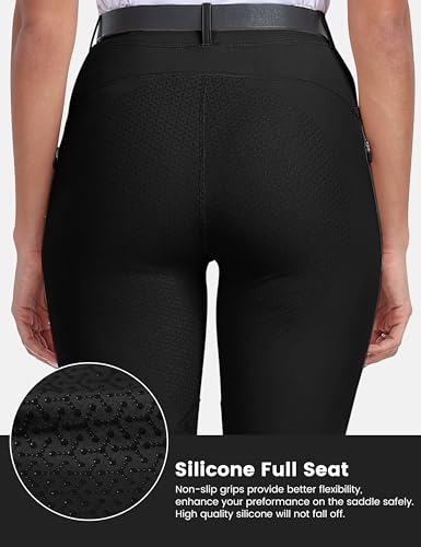 Women's Full Seat Silicone Knee-Patch Riding Pants - Black, Medium