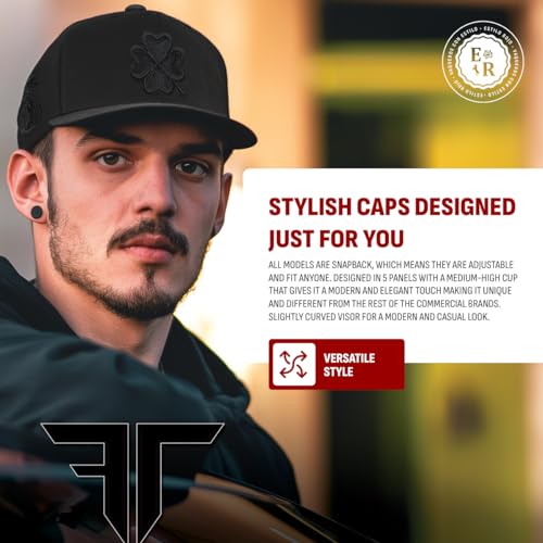 Ferreti Hats FT09 Clover Good Luck Baseball Cap Black - Adjustable Snapback