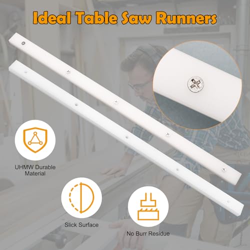 2PCS Crosscut Sled, Catcan Table Saw Sled Kit with Predrilled Holes and 12 Screws, 3/4" x 3/8" x 17" Miter Bars for Table Saw Runners(2)