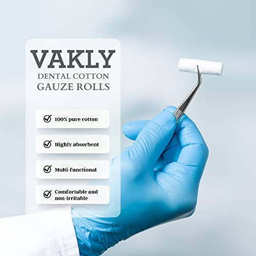 Medium Dental Cotton Rolls - 1.5 Inch Absorbent Mouth Gauze - 100 Count
