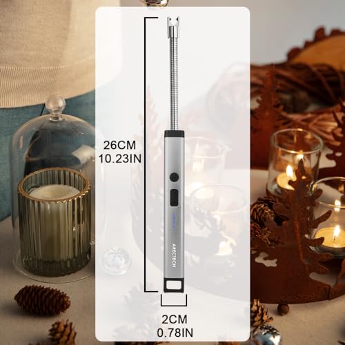 Rechargeable Electric Candle Lighter - Flexible Neck USB Arc Lighter - Silver