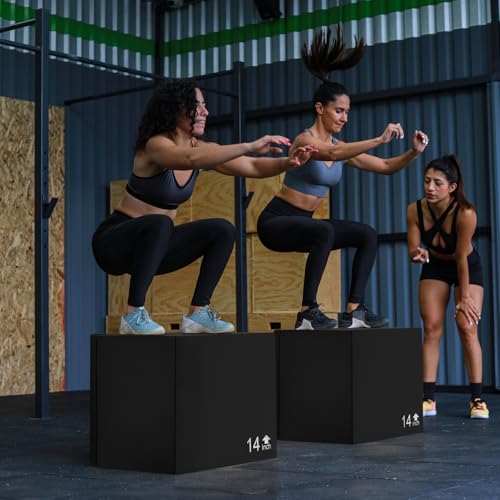 3 in 1 Foam Plyometric Jump Box - 16'' x 14'' x 12'' for Home Gym