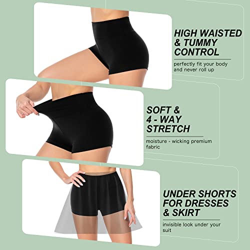 High Waisted Biker Shorts for Women - 3 Inch - Small-Medium - White