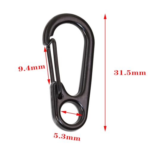 Mini Alloy Spring Snap Hooks - Quick Release Keychain Clips - Black