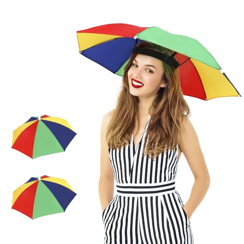 Adjustable Umbrella Hat - 2 Pack Colorful Watermelon Red