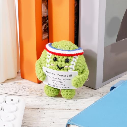 Cute Crochet Positive Tennis Ball with Inspirational Card