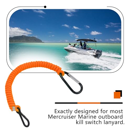 Boat Key Lanyard for Outboard Engines - Orange Safety Strap