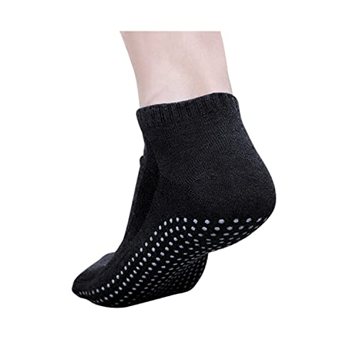 Non-Slip Cotton Ankle Socks for Yoga & Pilates - Black, One Size