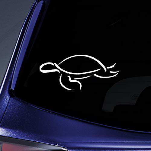 Turtle Outline Vinyl Decal - 5.5" White Sticker for Laptops & Cars